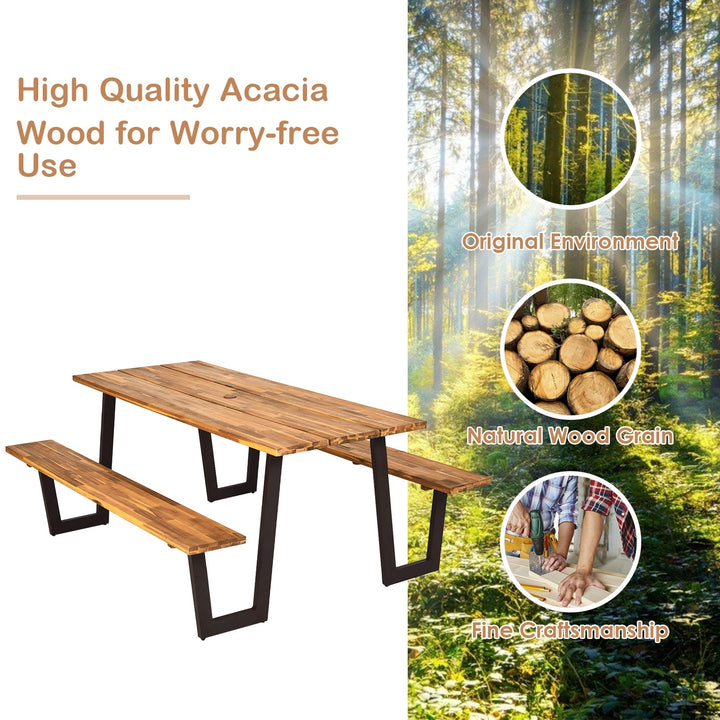 70 Inch Dining Table Set with Seats and Umbrella Hole