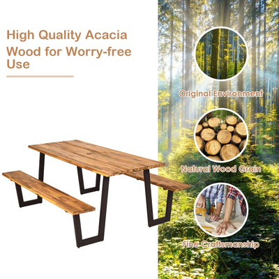 70 Inch Dining Table Set with Seats and Umbrella Hole