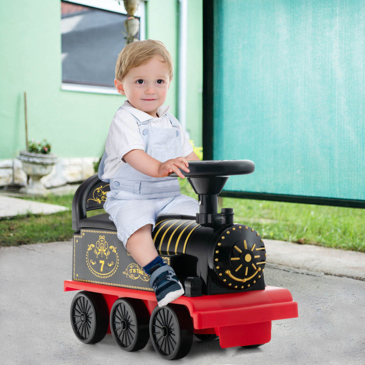 6V 2-in-1 Kids Ride On Train Battery Powered Electric Toy Car With 16 Pieces Tracks and 6 Wheels