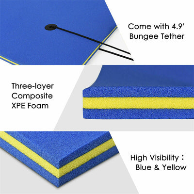 9' x 6' 3 Layer Tear-Resistant XPE Foam Floating Water Pad Water Mat for Beach Water Recreation