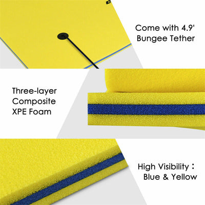 9' x 6' 3 Layer Tear-Resistant XPE Foam Floating Water Pad Water Mat for Beach Water Recreation