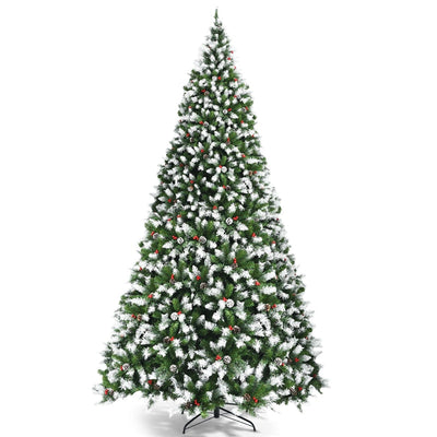 9ft Pre-lit Snow Flocked Artificial Christmas Tree with 900 LED Lights