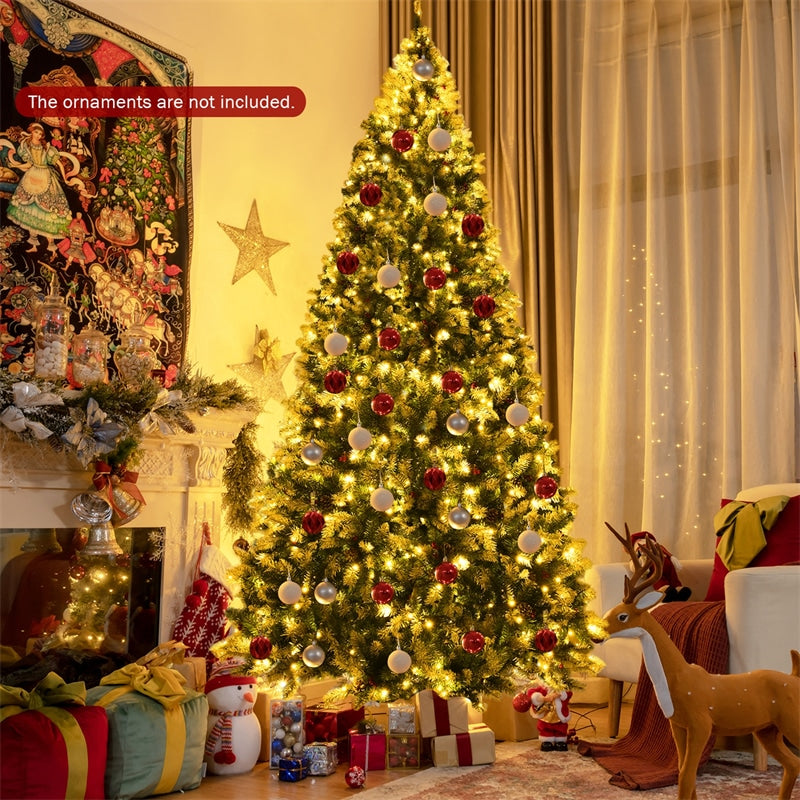9ft Pre-lit Snow Flocked Artificial Christmas Tree with 900 LED Lights