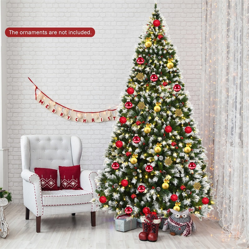 9ft Pre-lit Snow Flocked Artificial Christmas Tree with 900 LED Lights