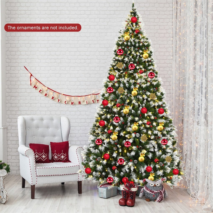 9ft Pre-lit Snow Flocked Artificial Christmas Tree with 900 LED Lights