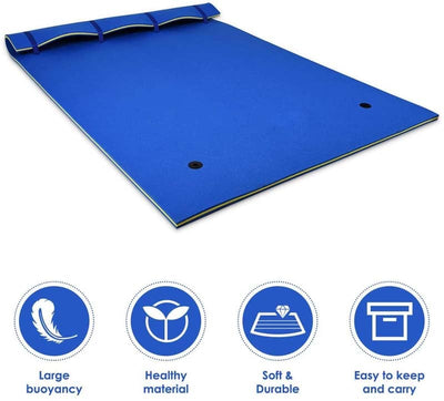 9 x 6FT Floating Water Mat 3-Layer Tear-Resistant XPE Foam Water Lily Pad for Recreation Relaxing