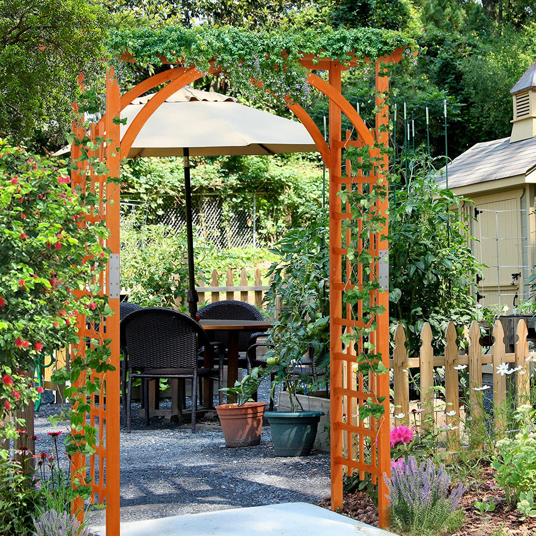 wood garden trellis arch 85" Outdoor Wood Arbor Arch, Garden Archway Lattice Trellis Pergola fo – Chairliving