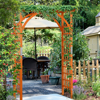 85" Outdoor Wood Arbor Arch, Garden Archway Lattice Trellis Pergola for Backyard Climbing Plants and Wedding Bridal Decor