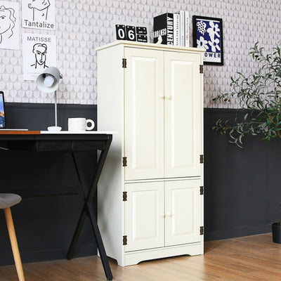 Freestanding Accent Floor Storage Cabinet Cupboard with Adjustable Shelves and Anti-toppling Device