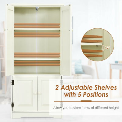 Freestanding Accent Floor Storage Cabinet Cupboard with Adjustable Shelves and Anti-toppling Device