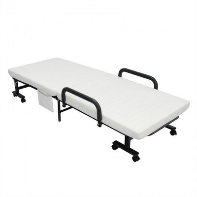 Adjustable Rollaway Guest Bed Portable Folding Ottoman with Removable Mattress and Side Pocket