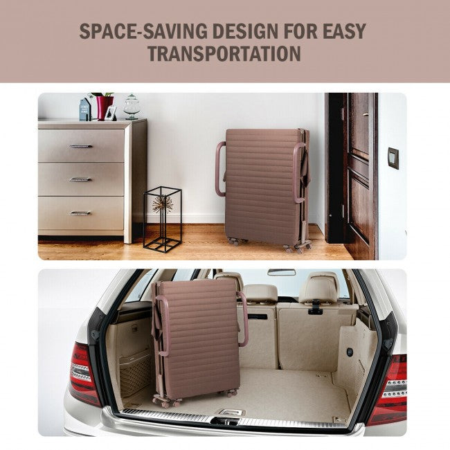Adjustable Rollaway Guest Bed Portable Folding Ottoman with Removable Mattress and Side Pocket