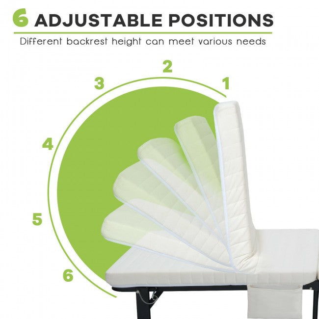 Adjustable Rollaway Guest Bed Portable Folding Ottoman with Removable Mattress and Side Pocket