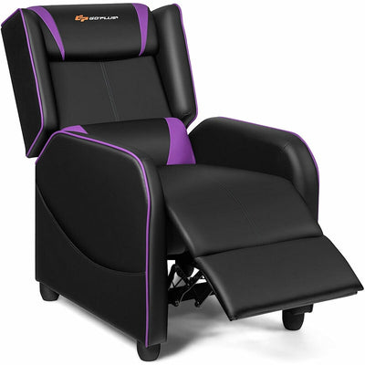 Adjustable Modern Gaming Chair PU Leather Single Recliner Sofa with Footrest Massage Function