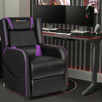 Adjustable Modern Gaming Chair PU Leather Single Recliner Sofa with Footrest Massage Function