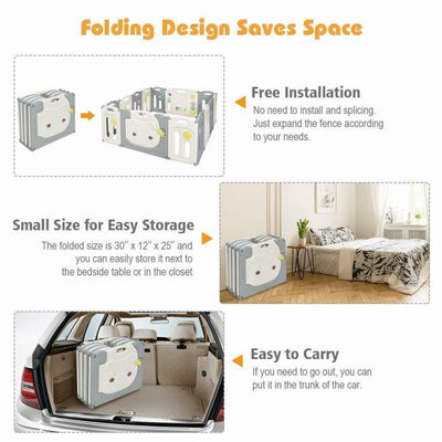 Baby Playpen 16 Panel Foldable Thicken Kids Safety Play Fence