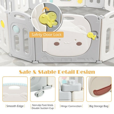 Baby Playpen 16 Panel Foldable Thicken Kids Safety Play Fence