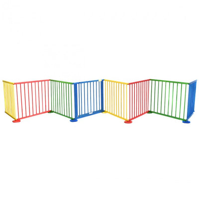 Baby Playpen 8 Panel Multicolors Wooden Frame Playard