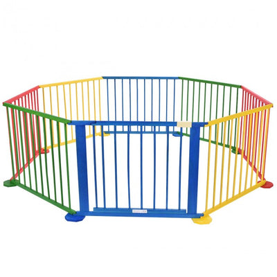 Baby Playpen 8 Panel Multicolors Wooden Frame Playard