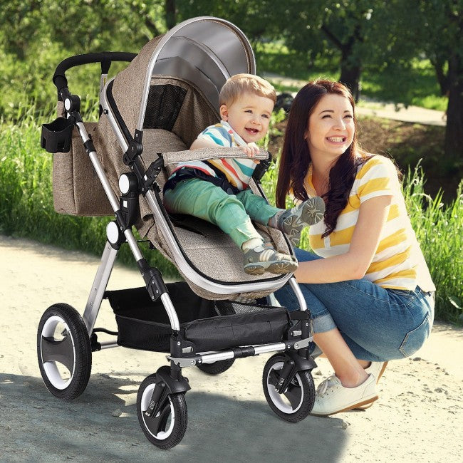 Baby Stroller 2 in 1 Convertible Bassinet Reclining Stroller