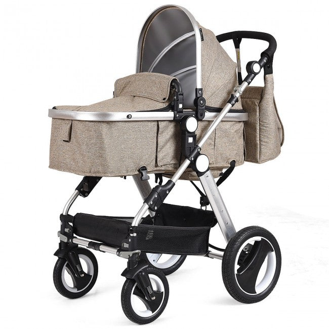 Baby Stroller 2 in 1 Convertible Bassinet Reclining Stroller