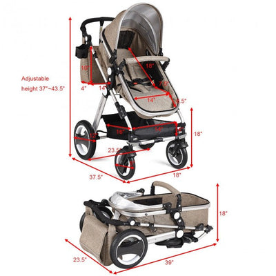 Baby Stroller 2 in 1 Convertible Bassinet Reclining Stroller