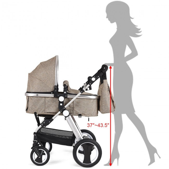 Baby Stroller 2 in 1 Convertible Bassinet Reclining Stroller