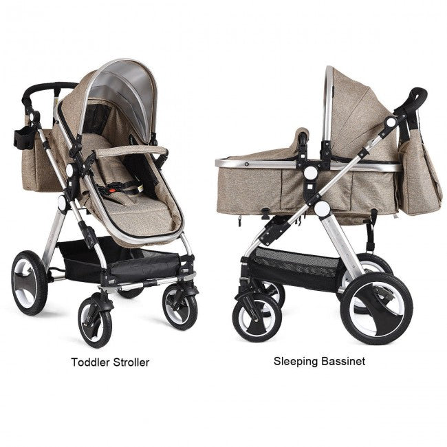 Baby Stroller 2 in 1 Convertible Bassinet Reclining Stroller