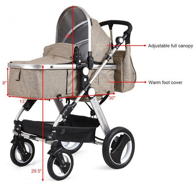 Baby Stroller 2 in 1 Convertible Bassinet Reclining Stroller