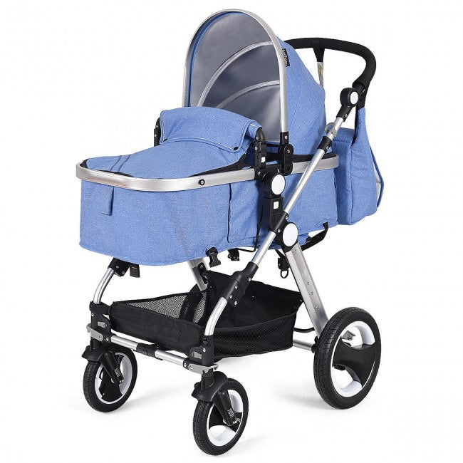 Baby Stroller 2 in 1 Convertible Bassinet Reclining Stroller