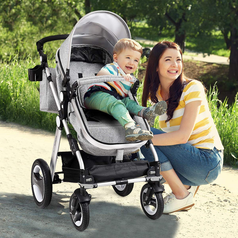 Baby Stroller 2 in 1 Convertible Bassinet Reclining Stroller