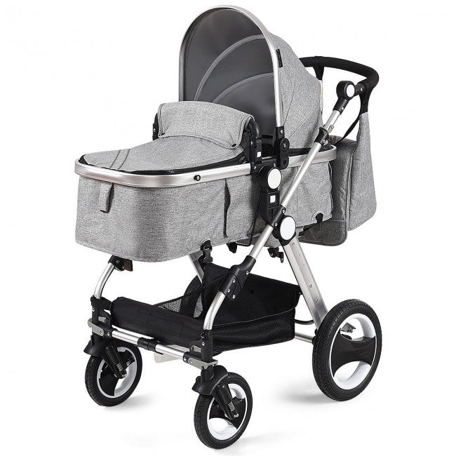 Baby Stroller 2 in 1 Convertible Bassinet Reclining Stroller