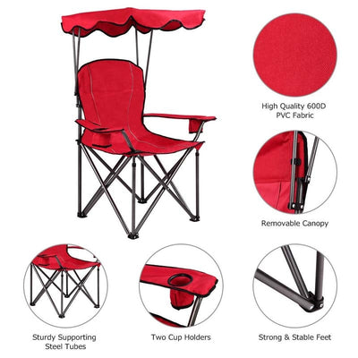 Folding Beach Canopy Chair with Cup Holders