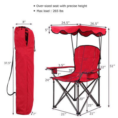 Folding Beach Canopy Chair with Cup Holders