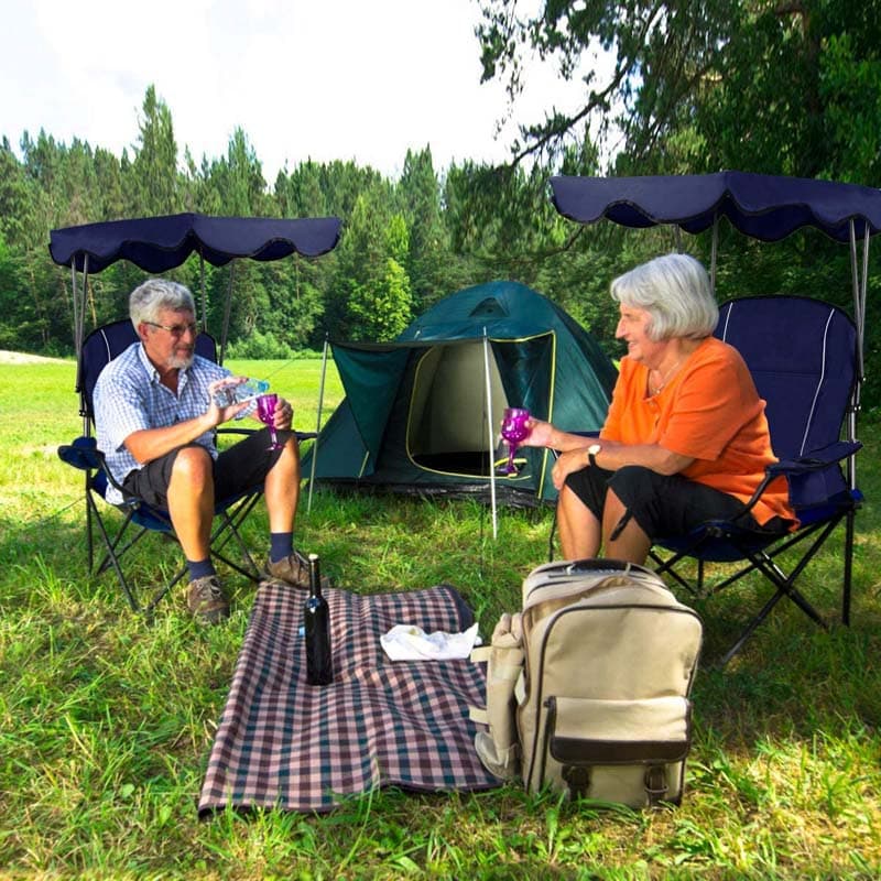 Folding Beach Canopy Chair with Cup Holders