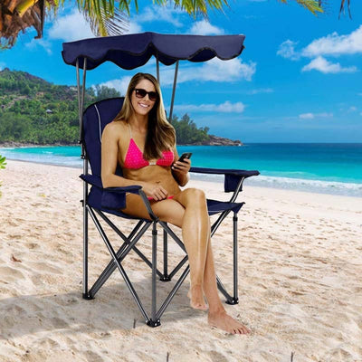 Folding Beach Canopy Chair with Cup Holders