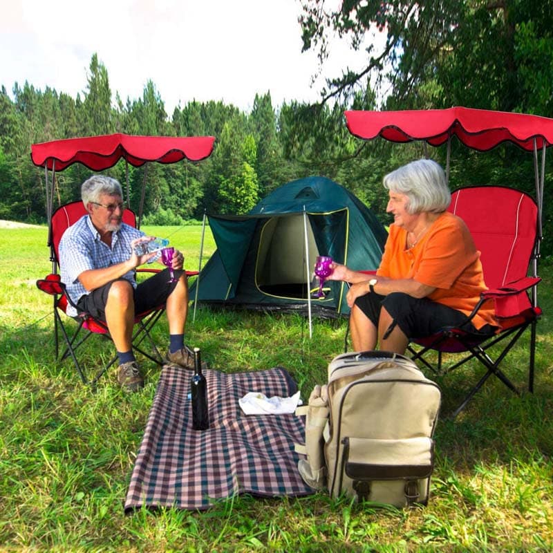 Folding Beach Canopy Chair with Cup Holders