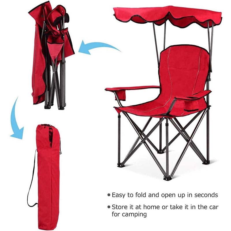 Folding Beach Canopy Chair with Cup Holders