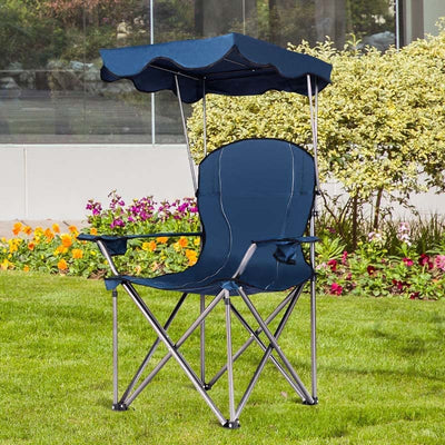 Folding Beach Canopy Chair with Cup Holders