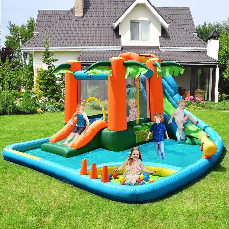 Jungle Bounce House Inflatable Castle with Water Slides