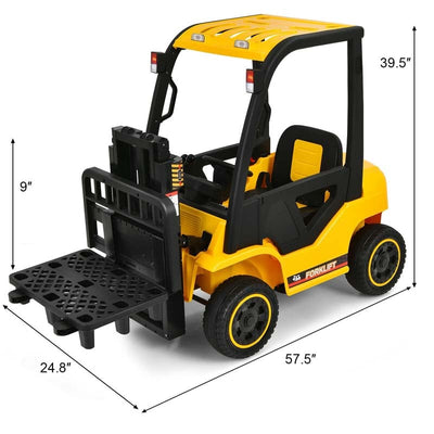 12V Kids Ride On Forklift Electric Construction Vehicle with Remote Control and Back Trunk