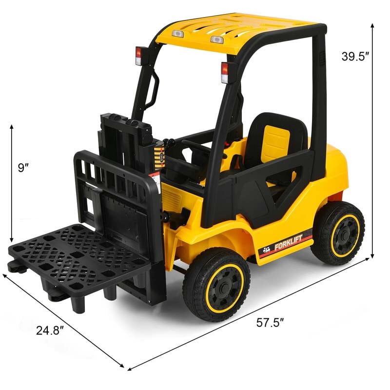 12V Kids Ride On Forklift Electric Construction Vehicle with Remote Control and Back Trunk