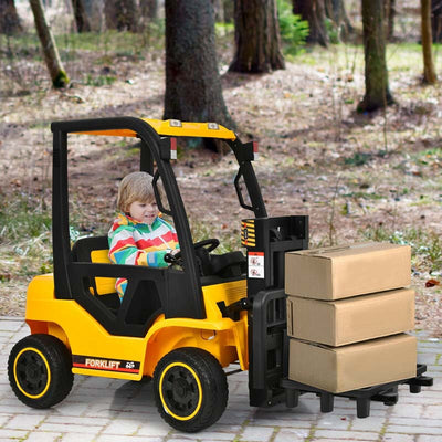 12V Kids Ride On Forklift Electric Construction Vehicle with Remote Control and Back Trunk