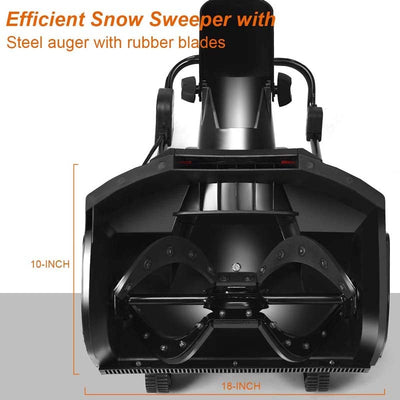 15Amp Electric Snow Thrower 18-Inch Snow Blower with 180° Rotatable Chute 2 Wheels for Yard Driveway Sidewalk