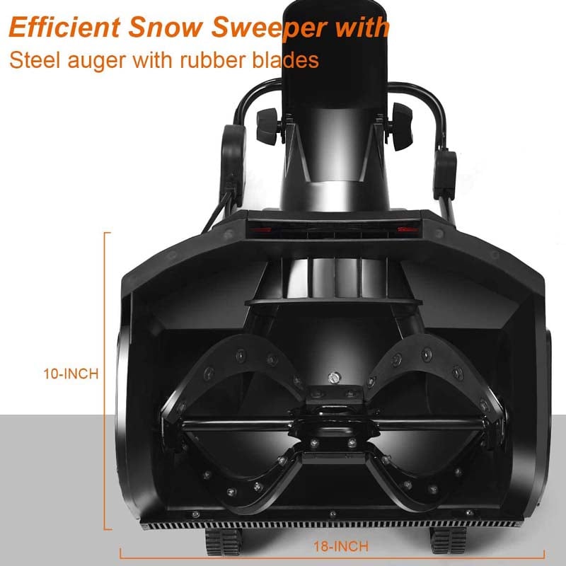 15Amp Electric Snow Thrower 18-Inch Snow Blower with 180° Rotatable Chute 2 Wheels for Yard Driveway Sidewalk