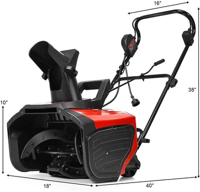 15Amp Electric Snow Thrower 18-Inch Snow Blower with 180° Rotatable Chute 2 Wheels for Yard Driveway Sidewalk