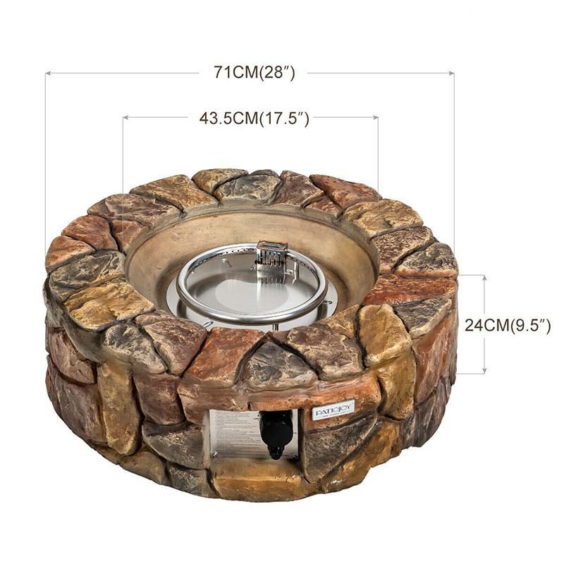 28 Inch 40000 BTU Outdoor Propane Gas Fire Pit Stainless-Steel Gas Burner with PVC Cover Lava Rock