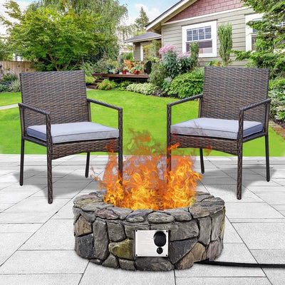 28 Inch 40000 BTU Outdoor Propane Gas Fire Pit Stainless-Steel Gas Burner with PVC Cover Lava Rock