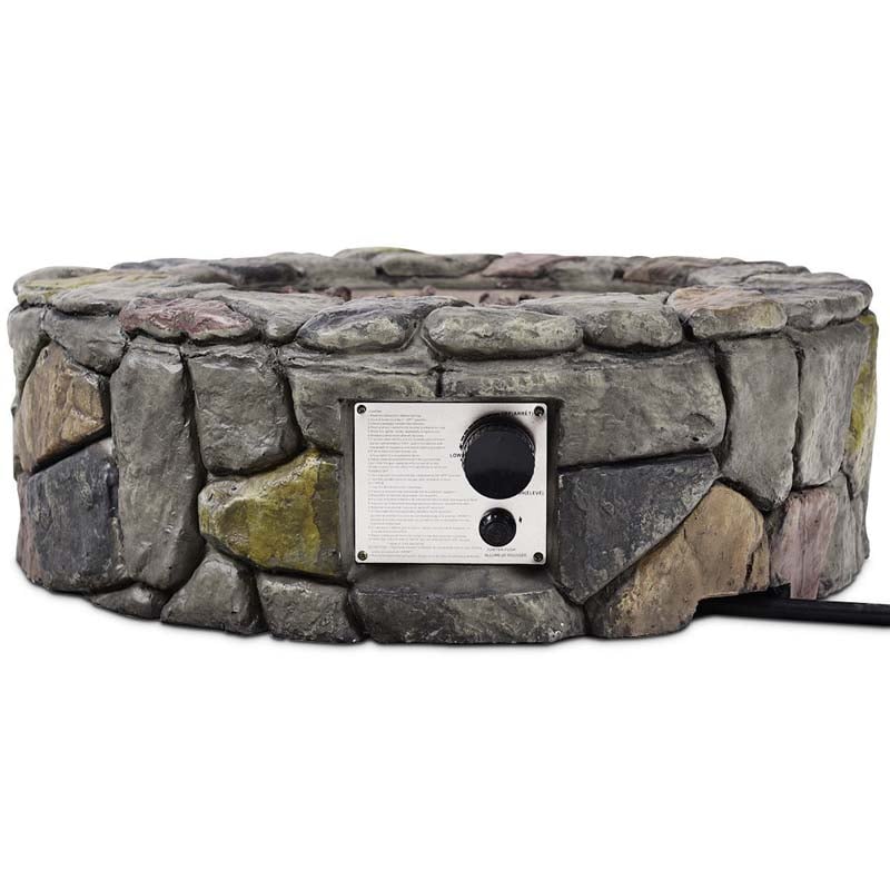 28 Inch 40000 BTU Outdoor Propane Gas Fire Pit Stainless-Steel Gas Burner with PVC Cover Lava Rock