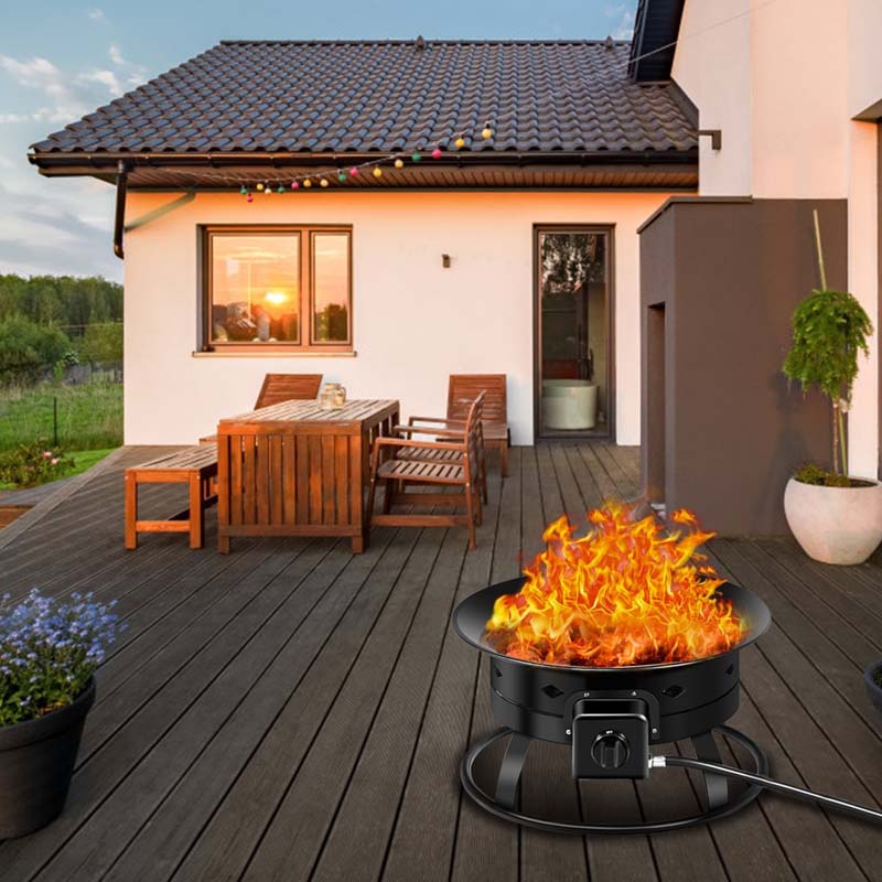 58,000 BTU Outdoor Portable Fire Bowl Propane Gas Fire Pit with Cover and Carry Kit